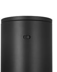 the front view of the CCT switch 4.5" matte black cylinder LED flush mount ceiling light