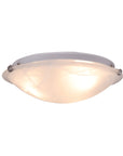the side view of Brushed Nickel 2-light 12" Flush Mount ceiling light with light on