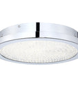 LED dimmable chrome 14" flush mount ceiling light turned on