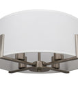 Brushed nickel 4-light 16" Semi-Flush Mount ceiling light with linen