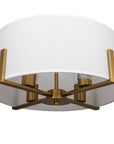 Aged brass 4-light 16" Semi-Flush Mount ceiling light with linen
