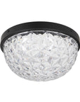 LED dimmable matte black 13" flush mount ceiling light with acrylic crystal