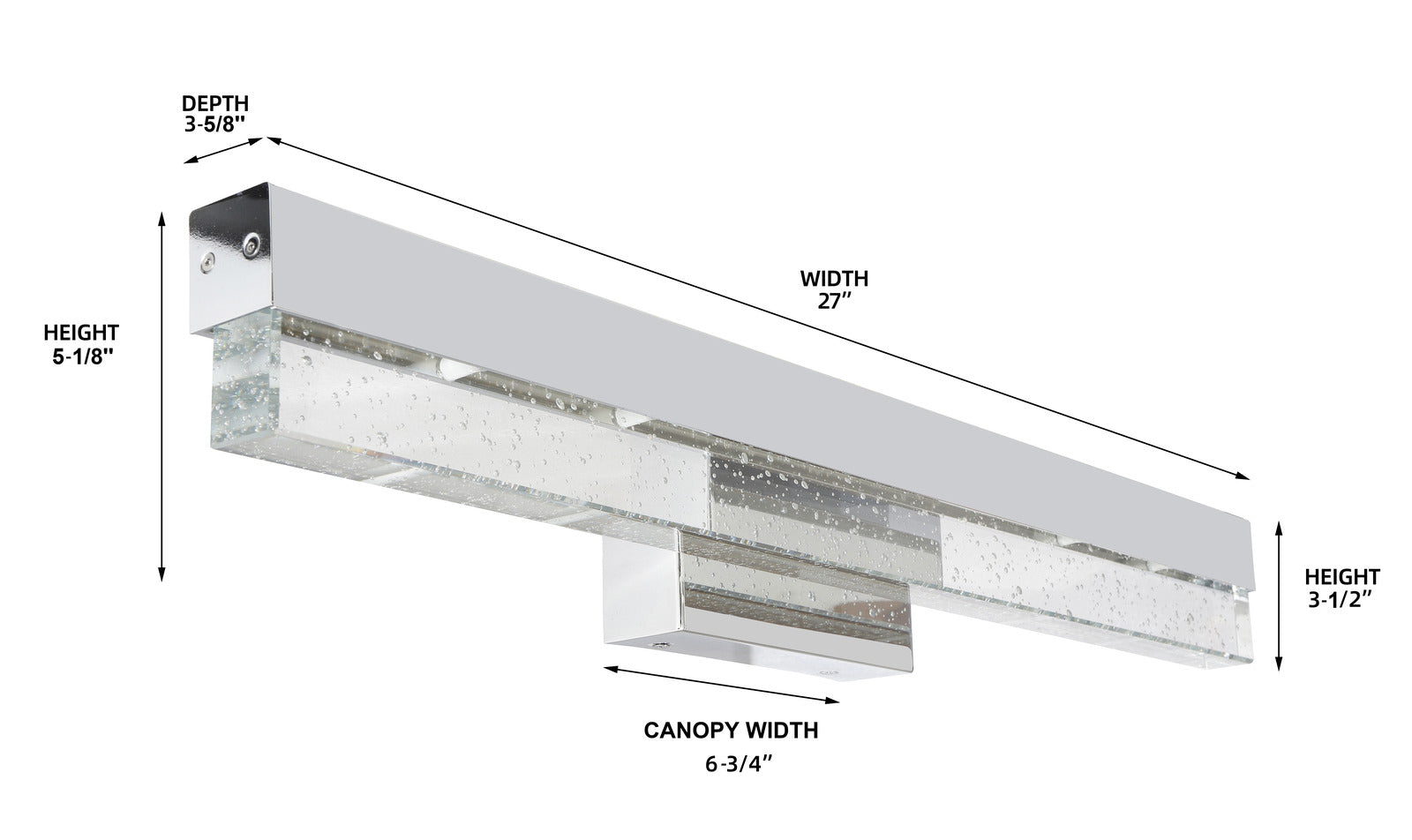 Myth Realm MRLVN02427 LED Vanity Light with Seeded Glass – Modern ...