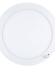 front view of the 12" matte white round ceiling flush mount light with motion sensor