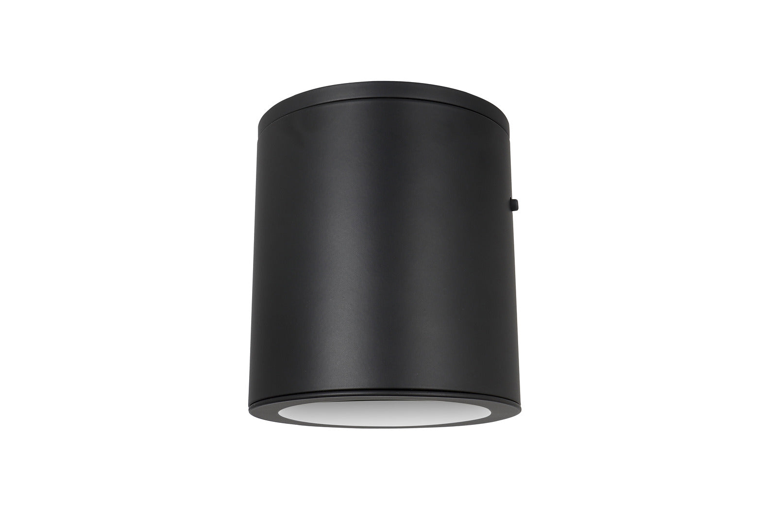 the front view of the 4.5" matte black cylinder LED flush mount ceiling light with light off