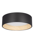 the bottom view of the 13"oil-rubbed bronze wood grain LED flush mount ceiling light with light off