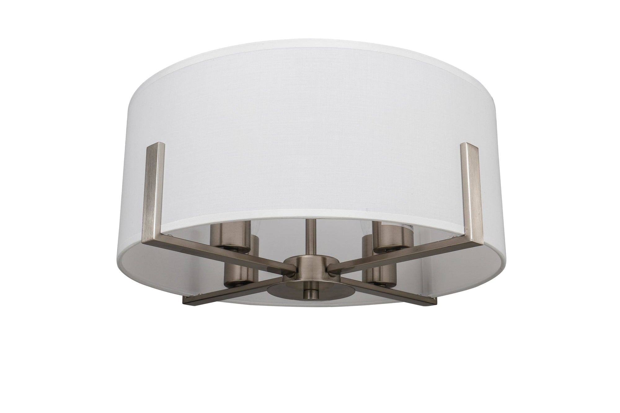 Brushed nickel 4-light 16" Semi-Flush Mount ceiling light with linen