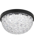 LED dimmable matte black  13" flush mount ceiling light with acrylic crystal