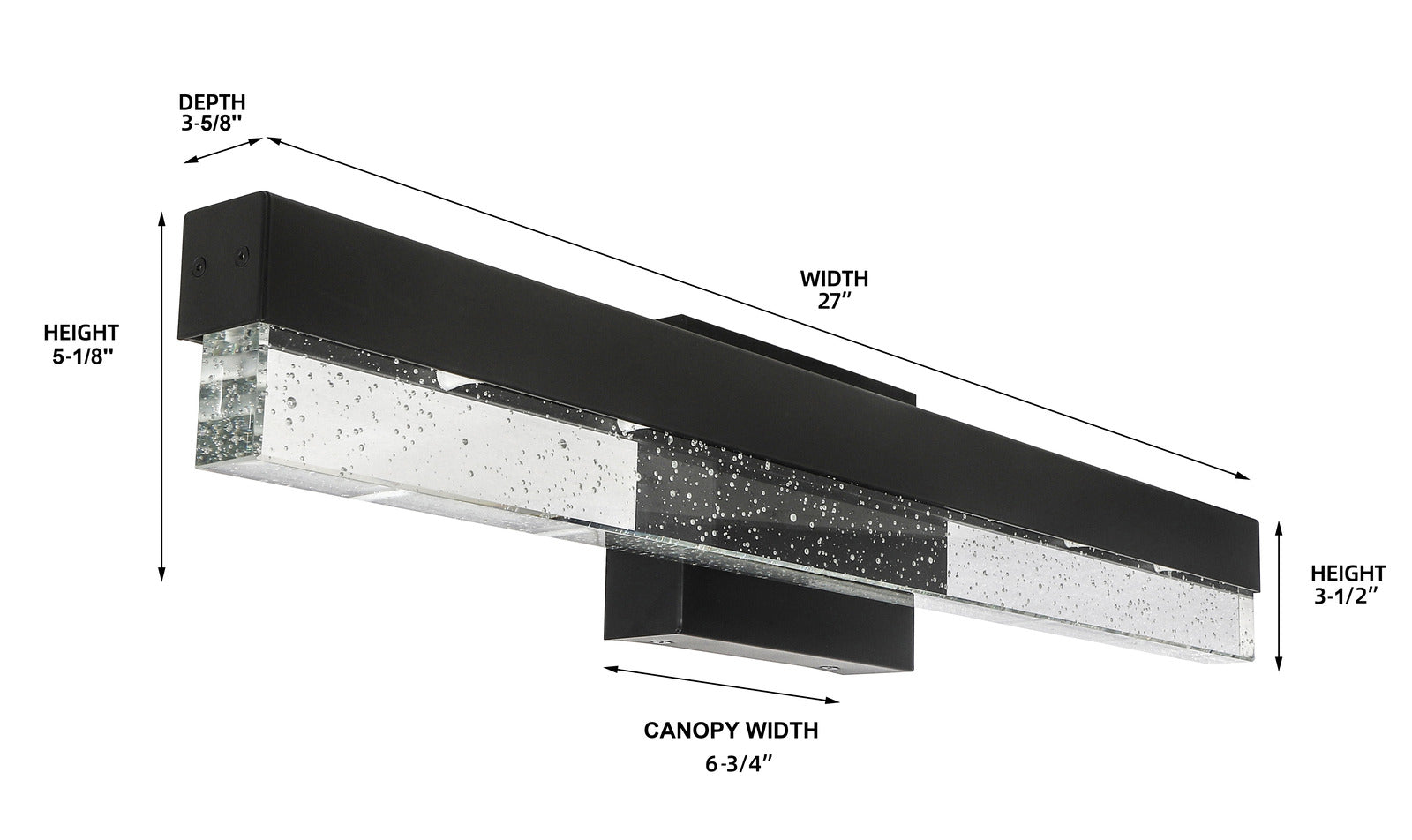 [3024xx] MRLVN02427 LED Vanity Light Seeded Glass size-options