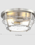 size of Brushed Nickel 2-light 13" Flush Mount ceiling light with seeded glass