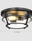 size of matte black 2-light 13" Flush Mount ceiling light with seeded glass